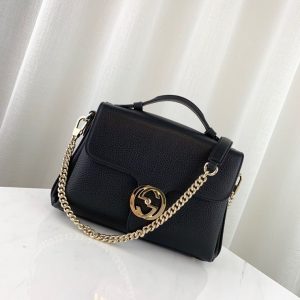 GUCCI GG INTERLOCKING CHAIN CROSS BAG<br>구찌 인터로킹 체인 크로스백<br>[25x20x7cm 이태리가죽]