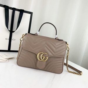 GUCCI GG MARMONT TOP HANDLE BAG<br>구찌 GG 마몬트 탑 핸들백<br>[26.5x20x9cm 이태리소가죽]