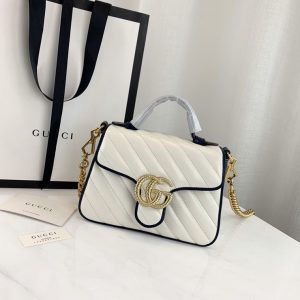 GUCCI GG MARMONT TOP HANDLE BAG<br>구찌 GG 마몬트 탑 핸들백<br>[21×15.5x8cm 이태리가죽]