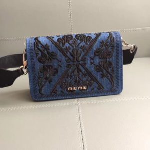 MIUMIU EMBROIDERED SHOULDER BAG<br>미우미우 자수 데님 숄더 백<br>[18x12x7cm]