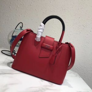 PRADA TWO TONE SOFT LEATHER TOTE BAG<br>프라다 투톤 소프트 레더 토트 백<br>[33x24x14.5cm 이태리가죽]