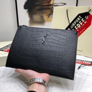 YSL LOGO LEATHER CLUTCH<br>입생로랑 로고 레더 클러치<br><i>29.5x21cm 이태리가죽</i>