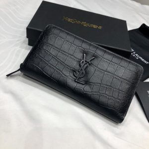 YSL LOGO LEATHER ZIPPER WALLET 입생로랑 로고 레더 지퍼 지갑