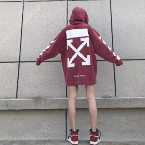 [OFF-WHITE] 오프화이트 애로우 버건디 오버 후드 OMBB009F170030