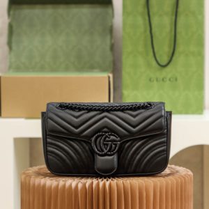 [GUCCI] 구찌 GG 마몽 스몰 마틀라세 숄더백 Black 443497