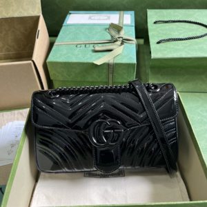 [GUCCI] 구찌 GG 마몽 스몰 마틀라세 숄더백 Black 443497