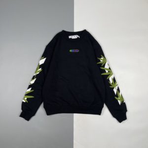 OFF WHITE C/O VIRGIL 22Fw 리프 프린트 자수 라운드 넥 스웨트셔츠