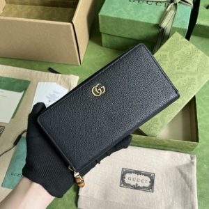 [GUCCI] 23SS 구찌 뱀부 지퍼 장지갑 블랙 739499