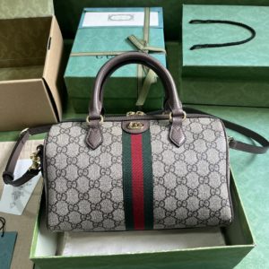 [GUCCI] 구찌 베이지 에보니 스몰 GG 오피디아 탑 핸들 백 772061